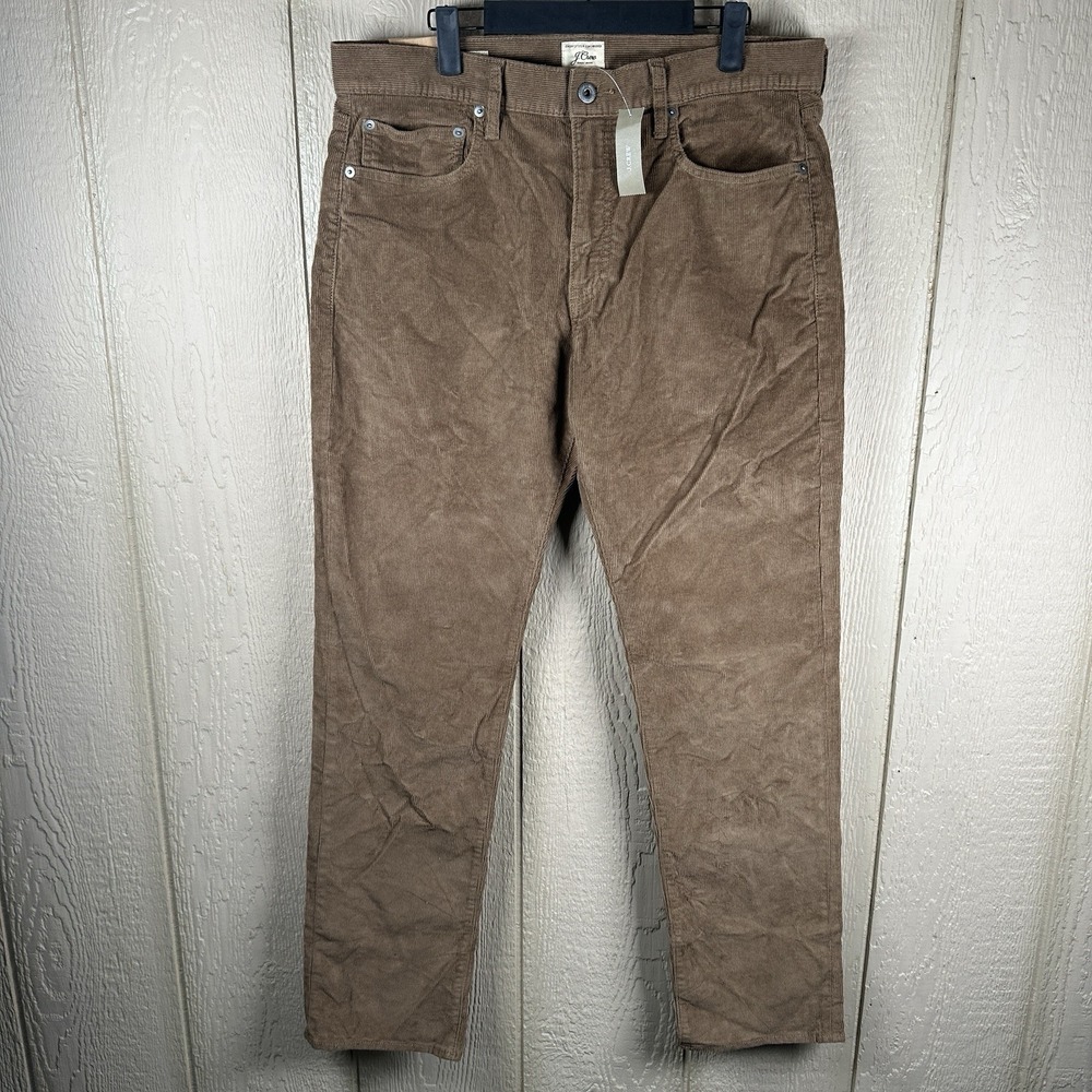 NEW J.Crew 770 Straight Fit Stretch Corduroy Pants Mens 33x32 Brown Fall G7137